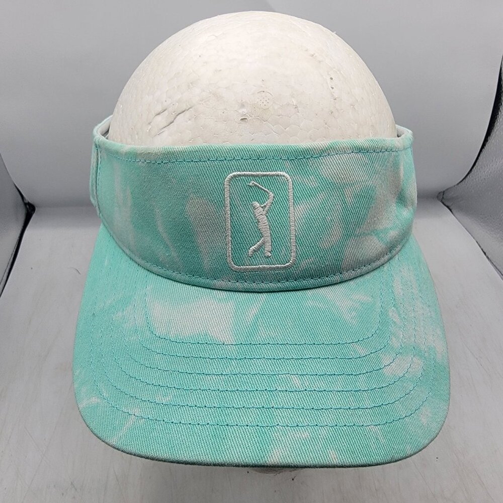 PGA Tour Turquoise Tie Dye Golf Visor Adjustable Outdoors Summer Casual Comfort